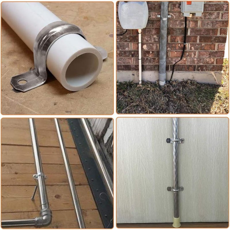 Keadic 30Pcs M16 Two Hole Strap U Bracket Tube Strap Tension Clips Stainless Steel Heavy Duty Rigid Pipe Strap Clamp, for Pipe Fixing on Various Surfaces and Support Structures - Image 5